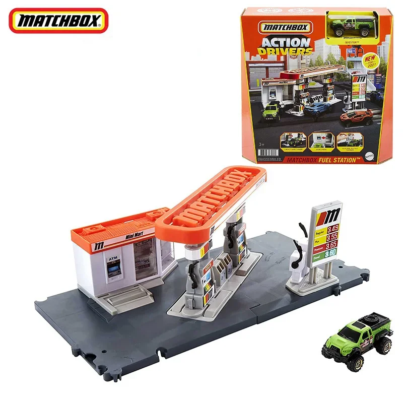 Original Matchbox Car Toy 1/64 Diecast Action Drivers Fuel Station Assembled Vehicle Model Toys for Boy Collection Birthday Gift