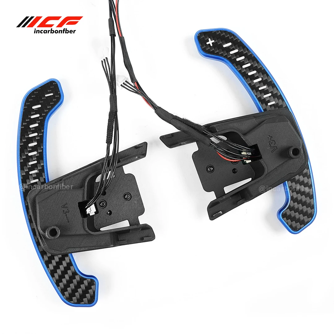 ICF LED Carbon Fiber Steering Wheel Magnetic Paddle Shifters Extension For VW MK7 Magnetic Attraction Function Car Accessories