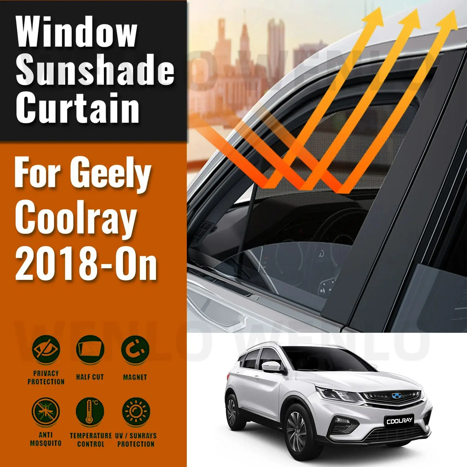 

For Geely Coolray SX11 2018-2023 Car Sun Visor Accessories Window Windshield Cover Sunshade Curtain Mesh Shade Blind Custom