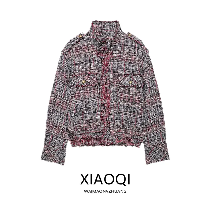Fall 2026 Women's Fashion Versatile Long Sleeve Stand Collar Pilot Jacket Outerwear New Arrival Straight Cut Short Style
