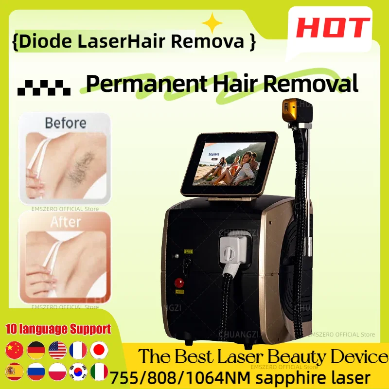 Newest High power Permanent 755 808 1064 808 nm Ice Platinum Titanium 3 wavelength Diode Laser Hair Remova lMachine