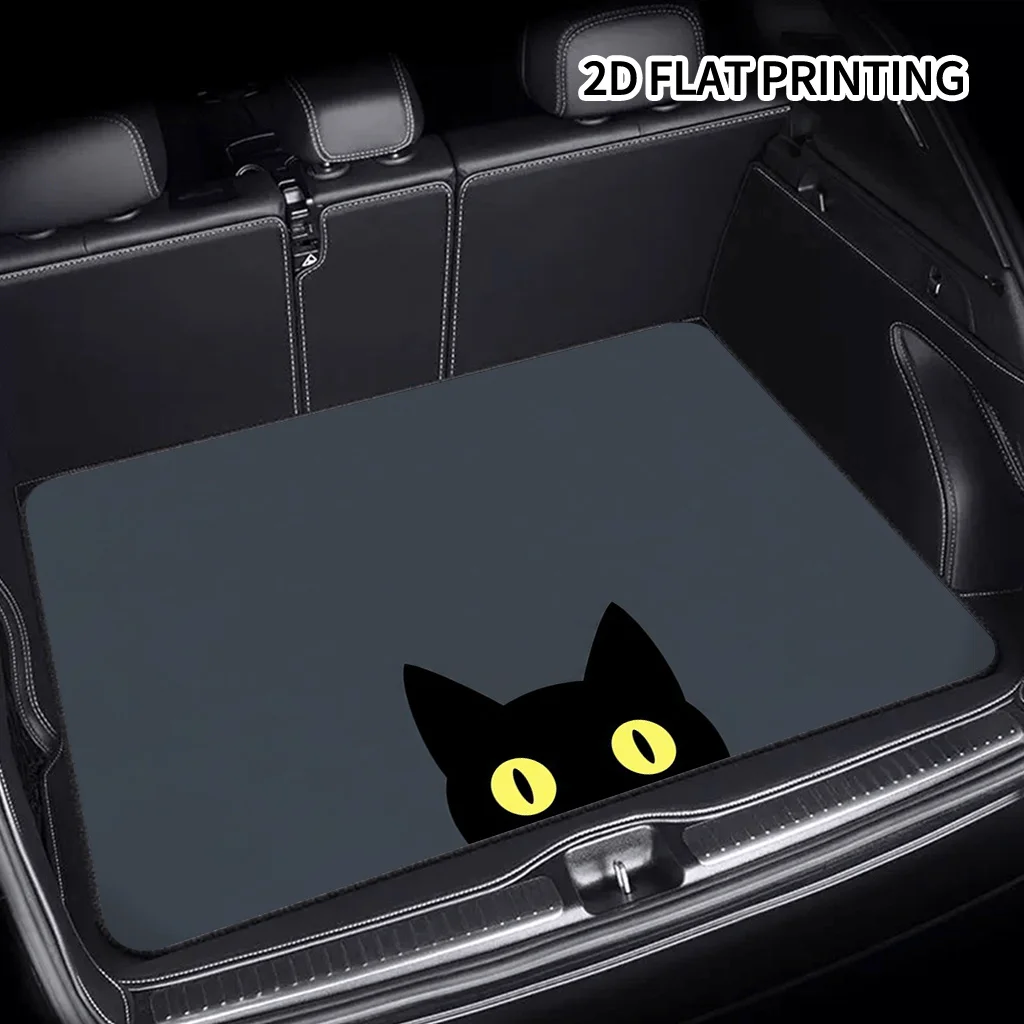 1pc Black Cat Silhouette With Eye-Catching Pattern Car Trunk Mat, Fit For Multiple Vehicle Models, Enhances Car Interior Ambian