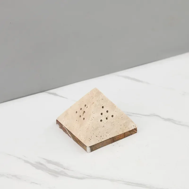 for Wabi Sand Wind Pyramid Travertine Incense Burner Ornament for Entrance Hotel Restaurant Sales Office Model Room Home