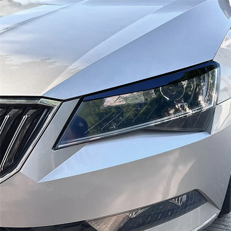 Car Bright Black Headlights Eyebrow Headlight Trim Lid for Skoda Superb B8 2016-2018 Car Styling