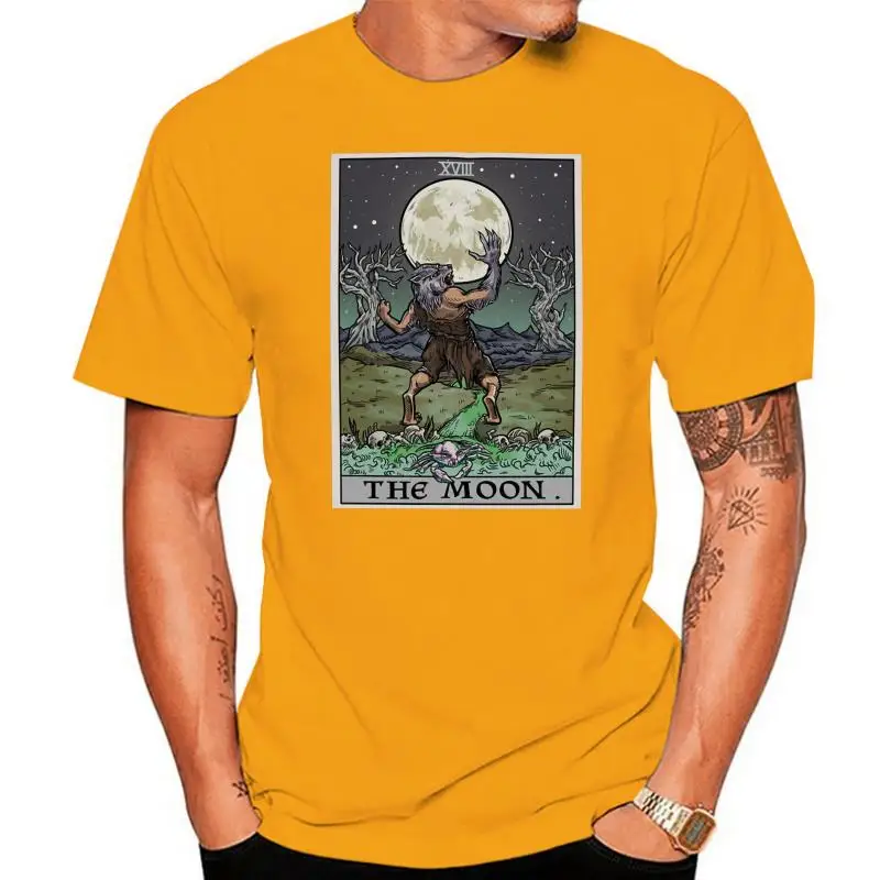 Halloween Werewolf Tarot Card T Shirt The Moon Gothic Clothing Plus Size Goth Full-Figured Tee Shirt