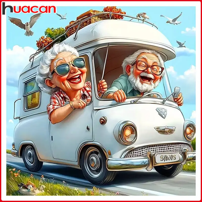 HUACAN New Arrival Diy Diamond Painting Grandma And Grandpa Cartoon Handmade Mosaic Gift Decorative Artwork