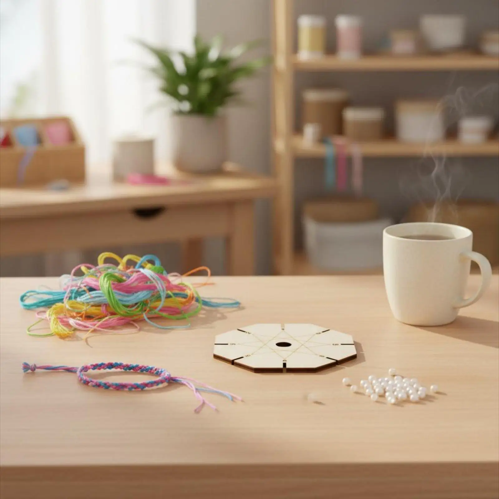 Disque à tresser en bois fait main, disque rond portable pour la fabrication de bracelets d'amitié, pour artisans et débutants