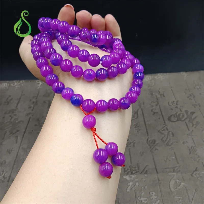 Shujulai Quartzite Tower Chain Bracelet 108 Buddhist Bead Necklace Blue Purple Jade Bracelet  bracelet for women