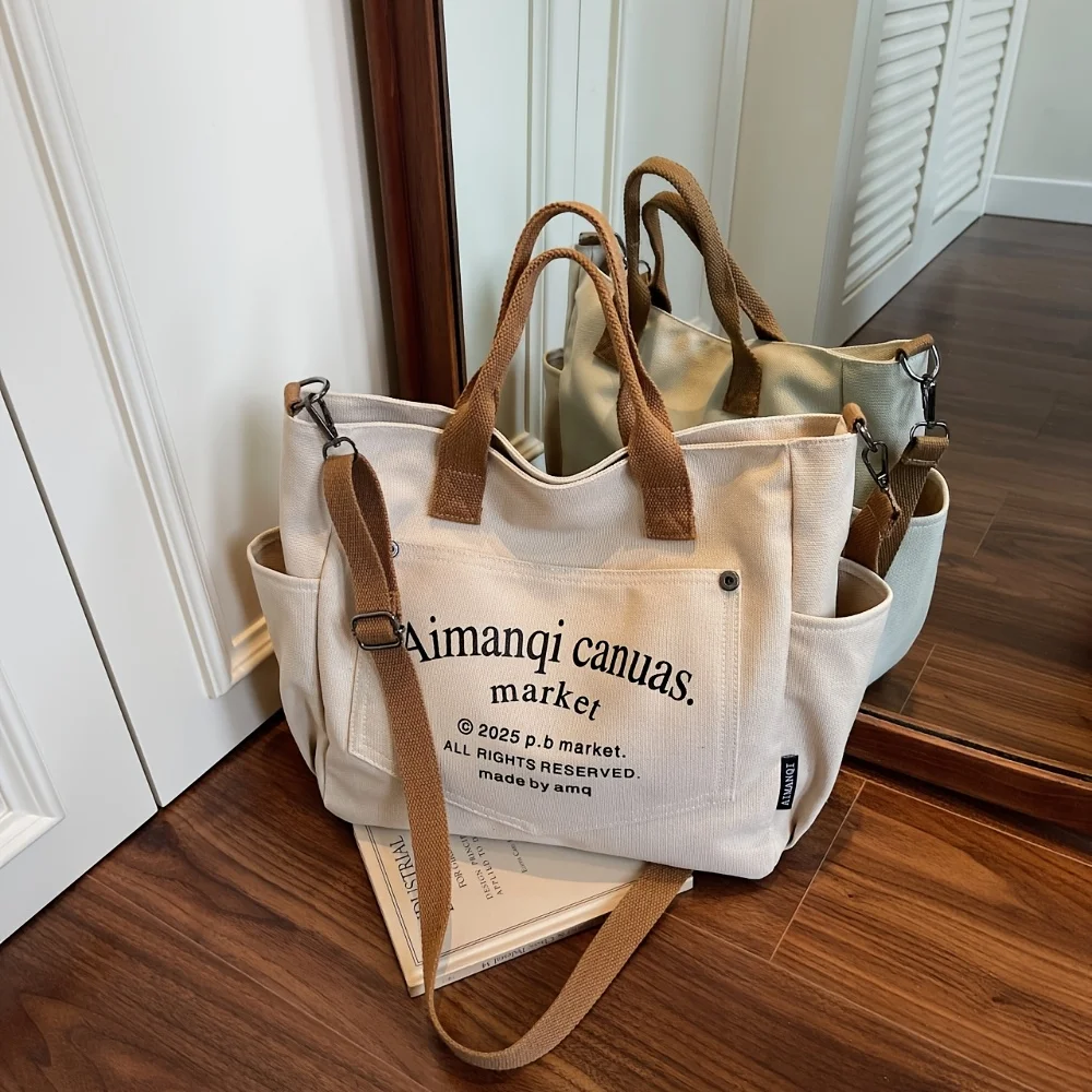 Umhängetasche für den täglichen Gebrauch, Tragetasche, Umhängetasche, Originaldesign, Tasche aus verstärktem Canvas, Nischenserie, lässiger Stil, Stofftasche. – Detail 11