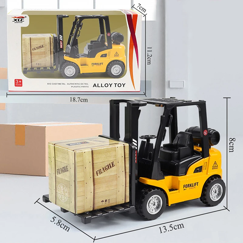 

New【Alloy Die-Cast Model Vehicle Construction Forklift Friction Toy Cargo Pallet Interactive Toy For Boys Girls Xmas Gift】