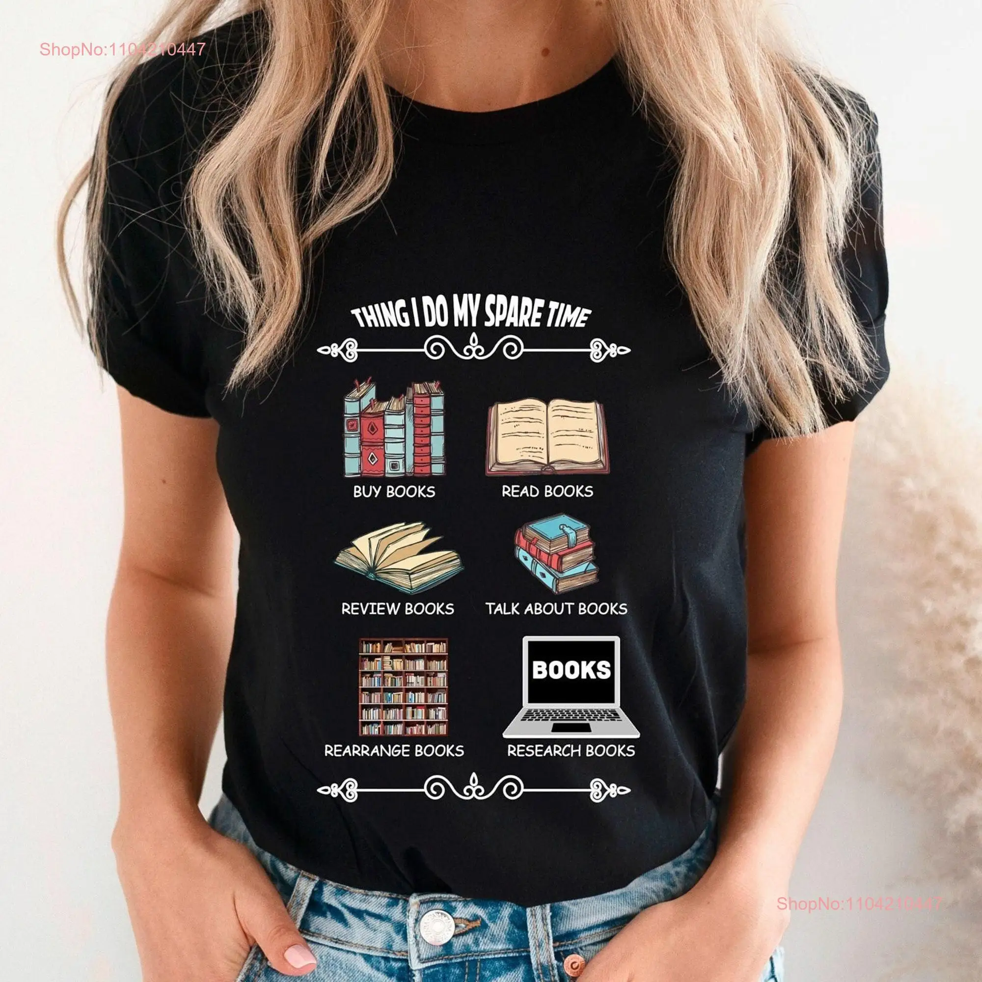 Funny Book Lover T Shirt Things I Do In My Spare Time s Lovers Reading long or short sleeves