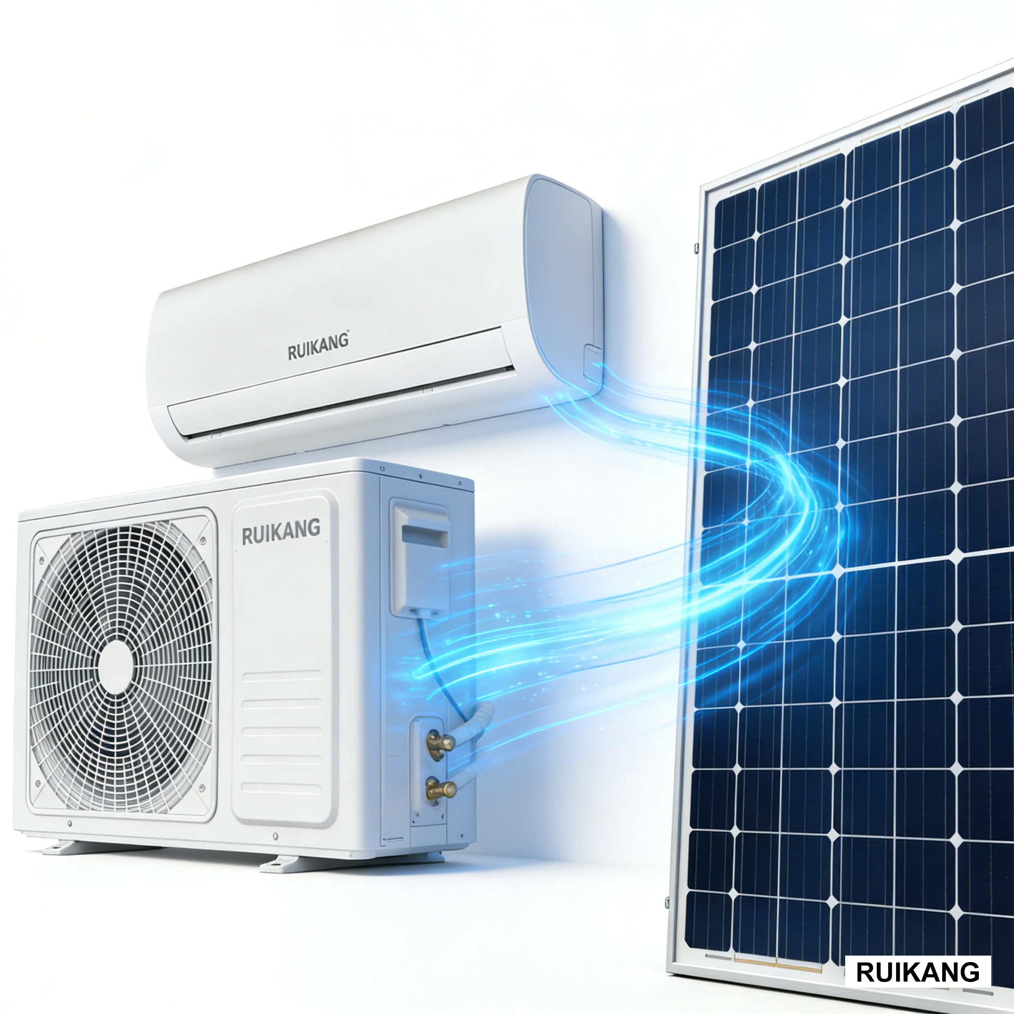 Ruikang Factory Wholesale 12000Btu Hybrid  AC DC Solar Powered Air Conditioner  Cooling  Solar Air Conditioner
