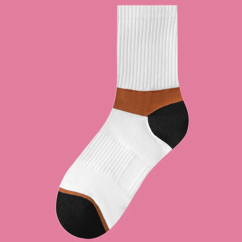 2024 New 5/10 Pairs Men's Striped Mid-tube Socks Sweat-absorbent Deodorant Wear-resistant Trendy Student Sports Socks