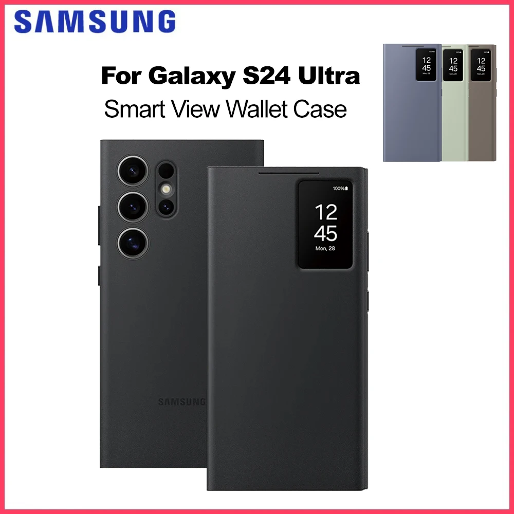 Original Samsung Smart View Wallet Smartphone Hülle für Galaxy S24 Ultra Smart View Wallet Flip Case EF-ZS928