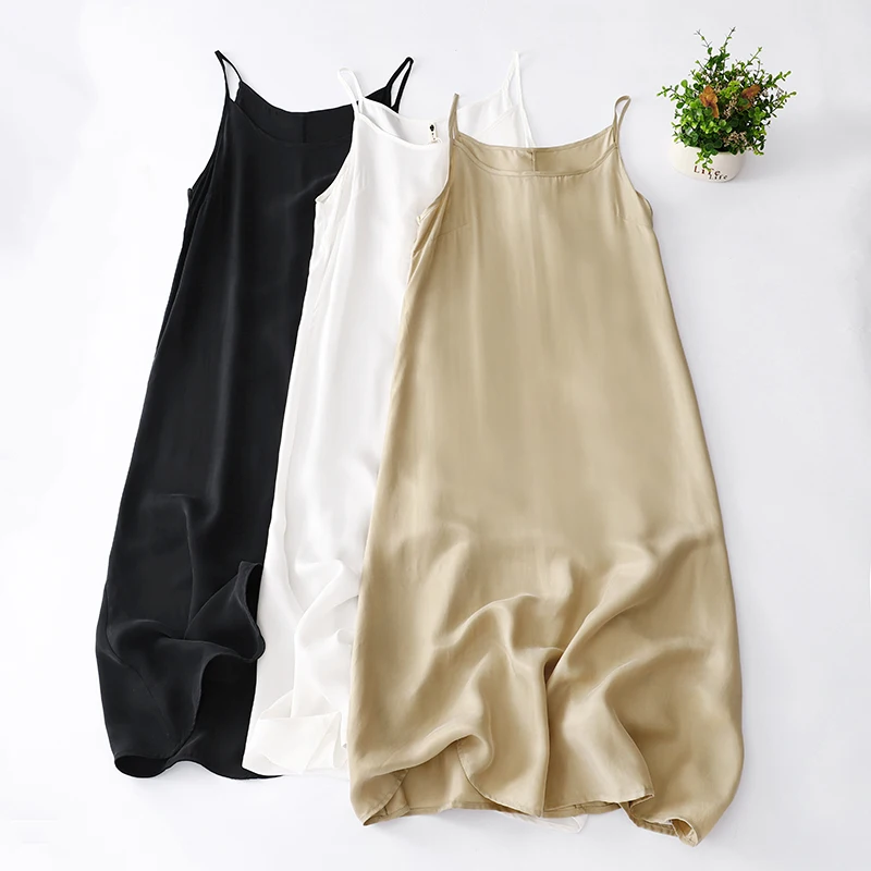 752 Summer new Breathable Suspended Tank Top Dress For Women Sexy O Neck Solid Color Cotton Linen Sleeveless Female Slip Dresses