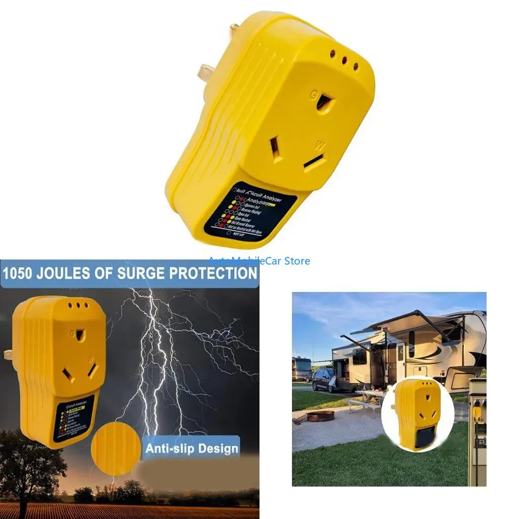 G8TE 30Amp Male to Female RV Protector Adapter Circuit Light