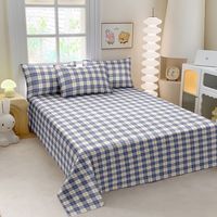 3Pcs Set Flat Sheets Printed Washed Household Comfortable Queen King Size Bed Cover Breathable Bed Sheet With 2pcs Pillow Covers