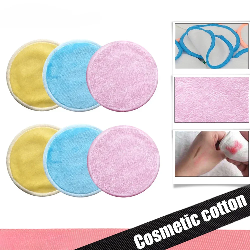 6PCS Cosmetic Cotton Pads Reusable Makeup Remover Pads Washable Round Bamboo Fabric Care Pads Skin Care Tools Skin Cleansing