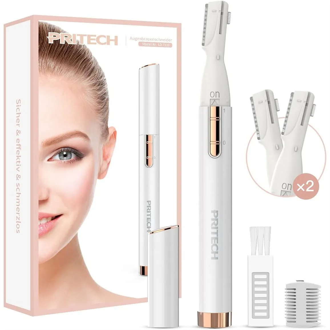 

Electric Eyebrow Trimmer for Women, Painless Facial Hair Remover with Comb & Replaceable Blades, Battery Powered Portable Shaver