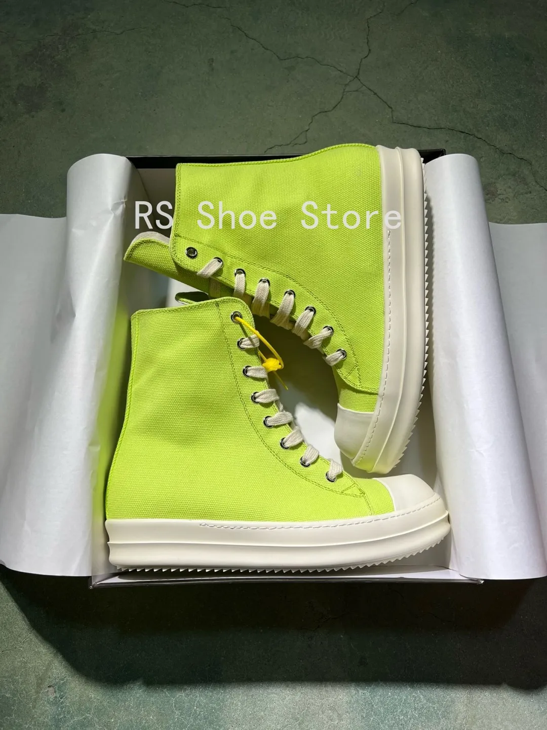 

Ro Luxury Fruit Green Canvas High Top Shoe Classic Designer Shoes Men Sneaker Boot Zipper Women Ankle Boots Casual Sneakers
