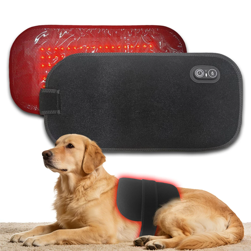 

Cordless Pet Red Light Therapy Pad 108 LEDs 660nm 3000mAh Rechargeable Heating Wrap 3 Heat Levels Timer