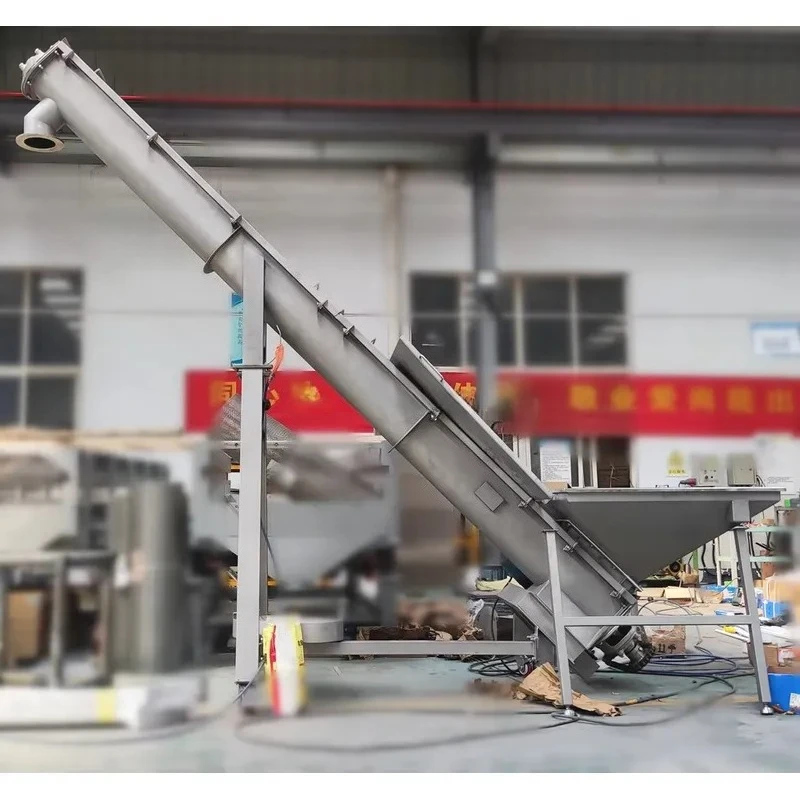 Small Spiral Feeder Hopper Plastic Inclined Cement Concrete Ice Vertical Wood Chips Cement Silo Screw Conveyor