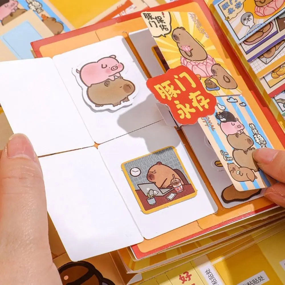 Kapibara Capybara Quiet Book Toys Handmade Paper Capibara Sticker Book Cartoon 3D DIY Kids Busy Book Toy Birthday Gift