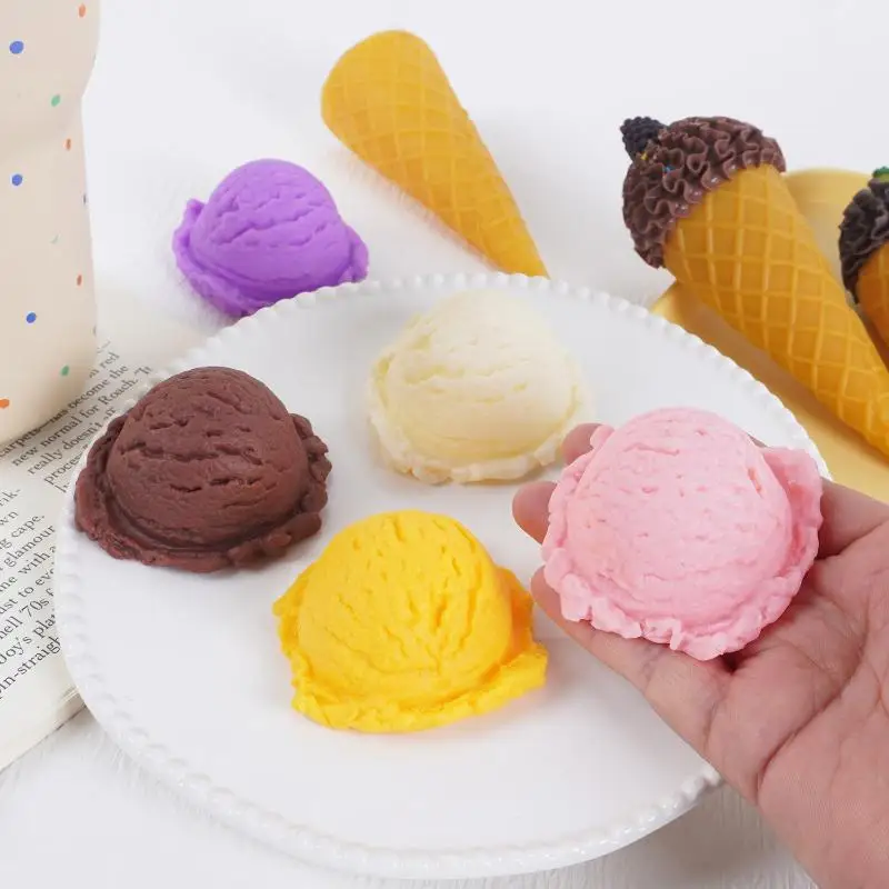 Handmade Simulation Ice Cream Ball Model Lifelike Fake Sweet Cone Dessert for Shop Window Display Party Decor Photography Props