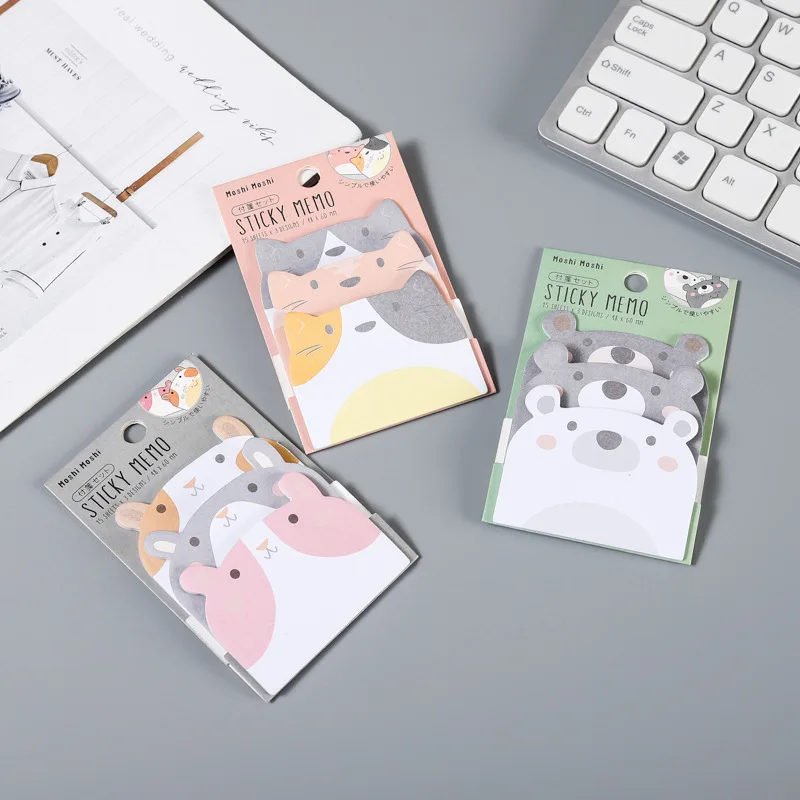 kawai Office School Supplies Creative sticky note paper cute animal special shaped sticker cartoon N times note book exquisite