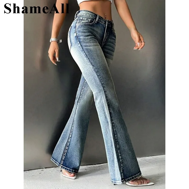 

Sexy Girl Stretchy SKinny Flare Jeans Vintage Blue Women Slim Fit Bell Bottoms Denim Pants