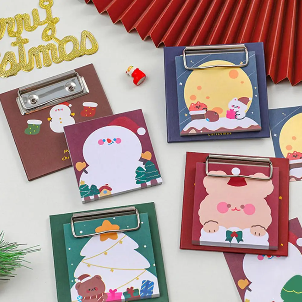 Office Notepad  Useful Multi-functional Multiple Styles  Xmas Cute Santa Snowman Memo Notepad for Home