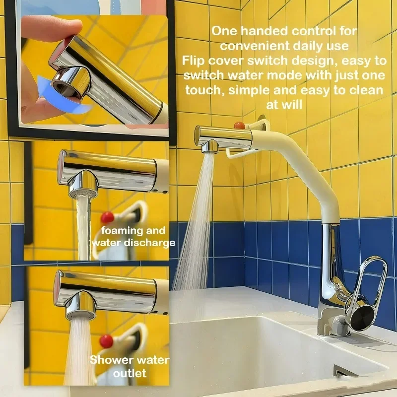 

Multifunctional Pull-out Faucet Hot And Cold Brass Body Kitchen Vegetable Basin Pumping Tap with 2 Functions