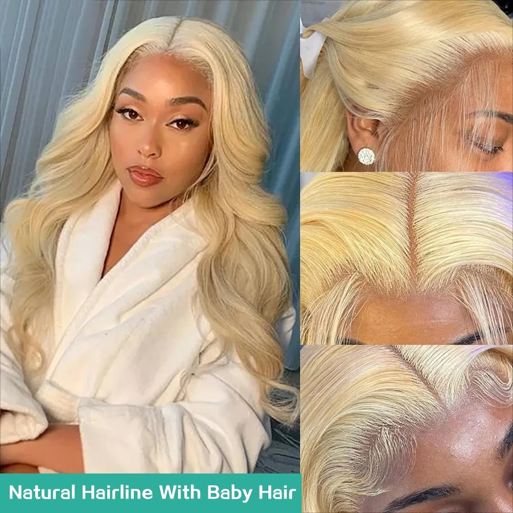 

613 Blonde Deep wave 13x4 13x6 HD Transparent Lace Frontal Human Hair Wigs 100% Natural Brazilian Curly wigs For Women 20 Inches