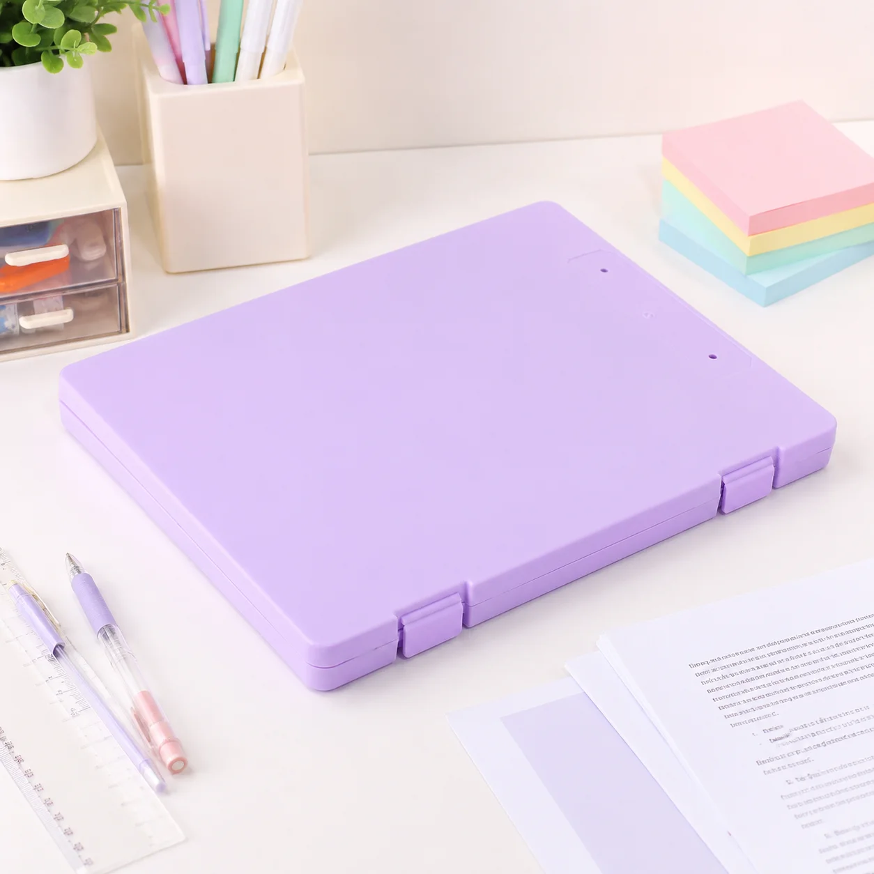 

Snap Closure Plastic A4 File Organizer 2 In 1 Writing Board Portable Stackable Paper Photo Case For School Office Daily Use