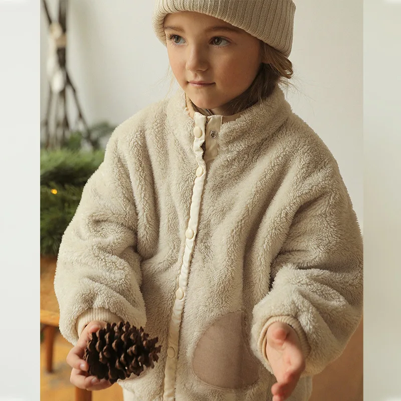 

Новое зимнее детское пальто из флиса с пузырьками, универсальная повседневная приятная для кожи лоскутная куртка с карманами для мальчиков и девочек, верхние пальто