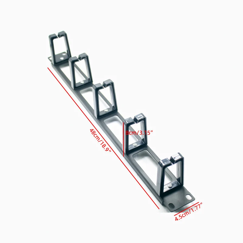 19 Inch 1U Rack Cabinets Cable Management Network Organizer Hollow Metal Base Five Plastic Ring Detachable Wire Manager Frame