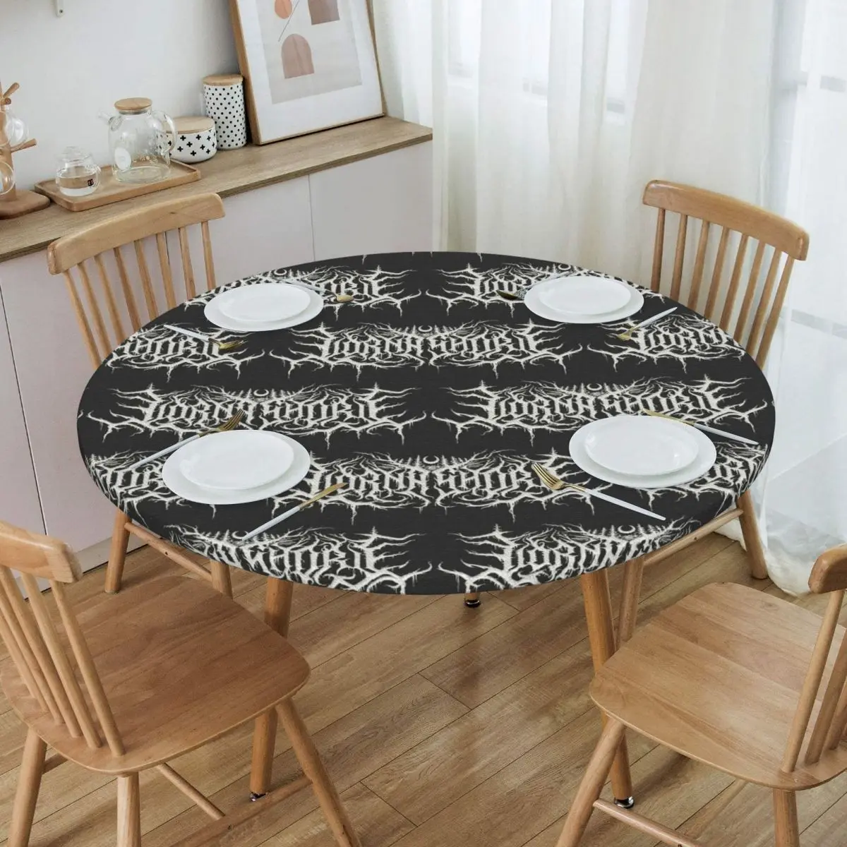 Lorna Singer Shore Band Waterproof Round Tablecloth Oilproof Table Cloth for Kitchen Events Dining Table Cover