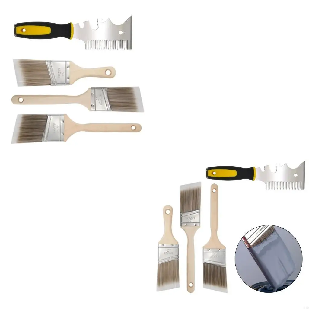 

Multi Purpose Angled Paintbrush Tool Set Non Shedding Bristles For Home Renovations
