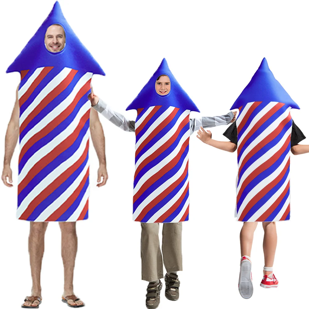 

Independence Day Cosplay Salute Sponge Costume Fun Printing Adult Striped Halloween Carnival Party Cuff Outfits For Male Adults