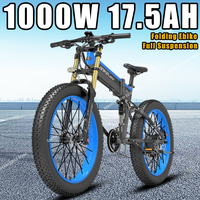 LANKELEISI XT750PLUS Ebike Folding 1000W 48V17.5AH 26*4.0inch Fat Tire Snow Electric Bike Full Suspension Adult Electric Bicycle