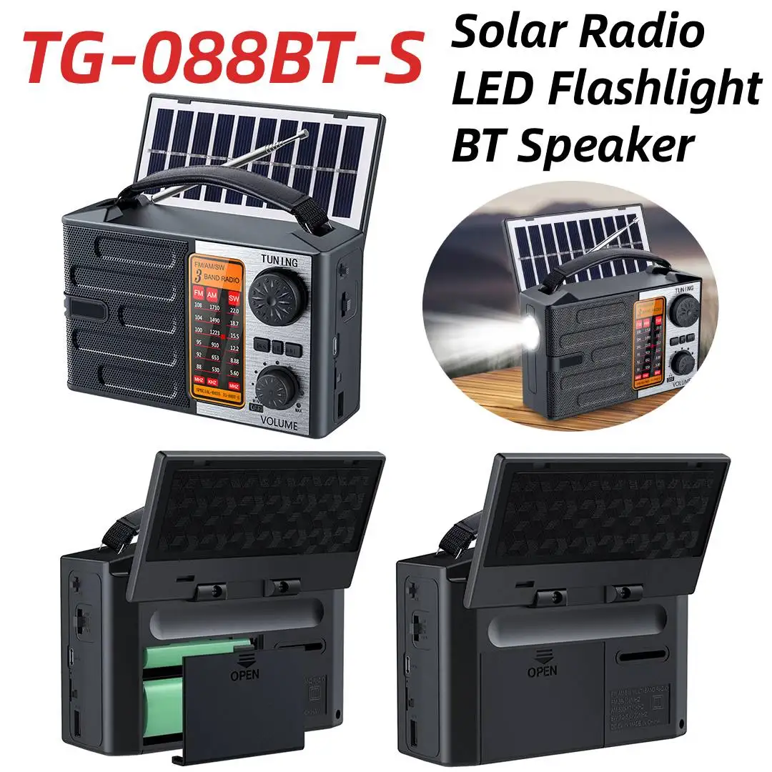 

Solar AM FM SW Radio Full Band Radio Emergency Radio High Sensitivity Radio Receiver with LED Lighting Bluetooth Speaker Radio