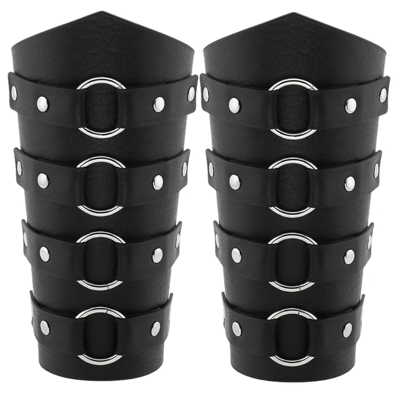 Medieval Wristband Men Cosplay Black Gauntlet Bracer Gauntlet for Men Cosplay PU Wristband for Photoshoots and Stage