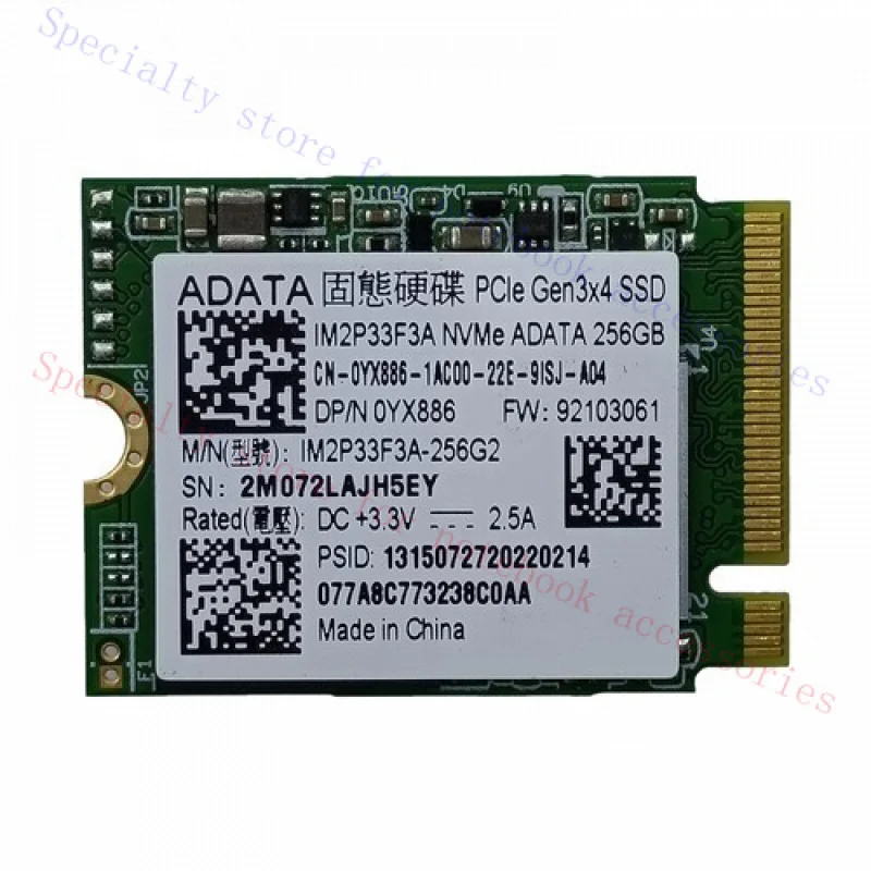 A++ 0YX886 ADATA IM2P33F3A PCLe Gen3*4 M.2 2230 SSD 256GB IM2P33F3A-256G2