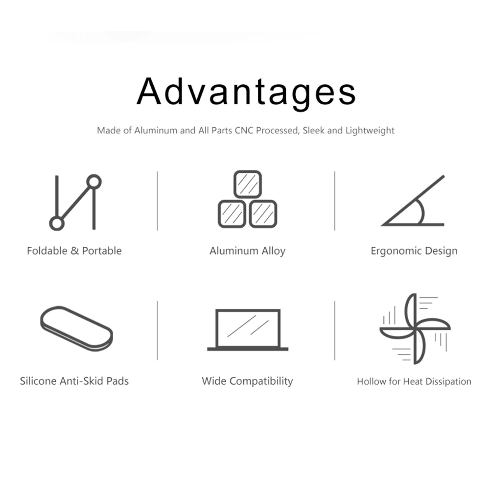 حامل كمبيوتر محمول للمكتب، حامل كمبيوتر مريح قابل للطي، حامل كمبيوتر محمول من سبائك الألومنيوم لجهاز MacBook Air/Pro Dell HP Lenovo ThinkPad