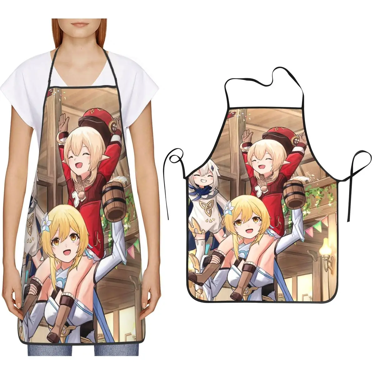 Genshin Impact Game Apron Chef Cooking Cuisine Tablier Bib Kitchen Cleaning Pinafore for Women Men Gardening