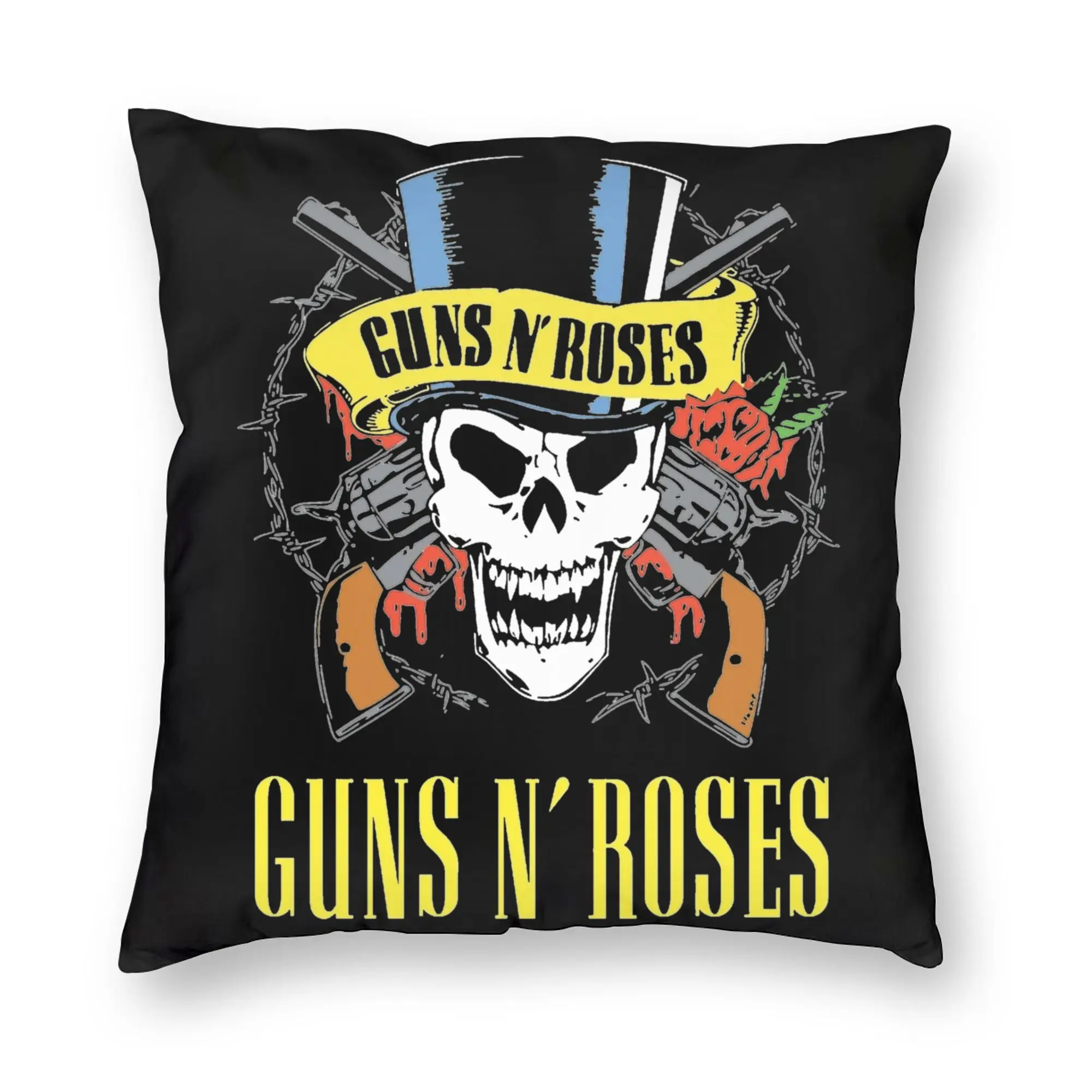 G-Guns N Roses Logo Rock Band  Pillowcase Printing Cushion Cover Gift Skull Throw Pillow Case Cover Living Room Zippered 45X45cm