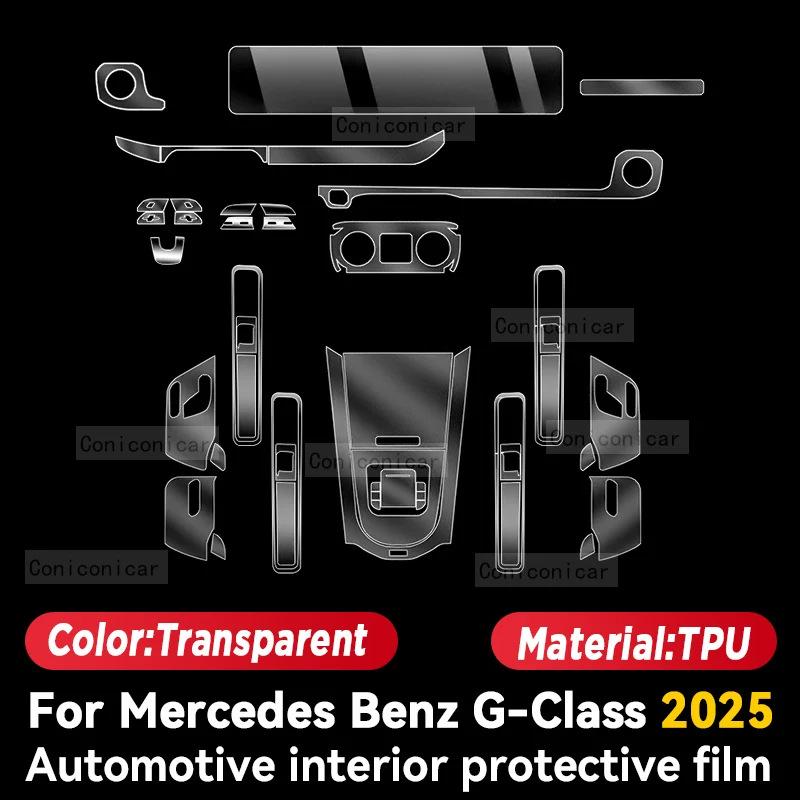 For Mercedes Benz G Class 2025 Car Gearbox Panel Film Dashboard Protective Sticker Interior Anti-Scratch Film Accessories