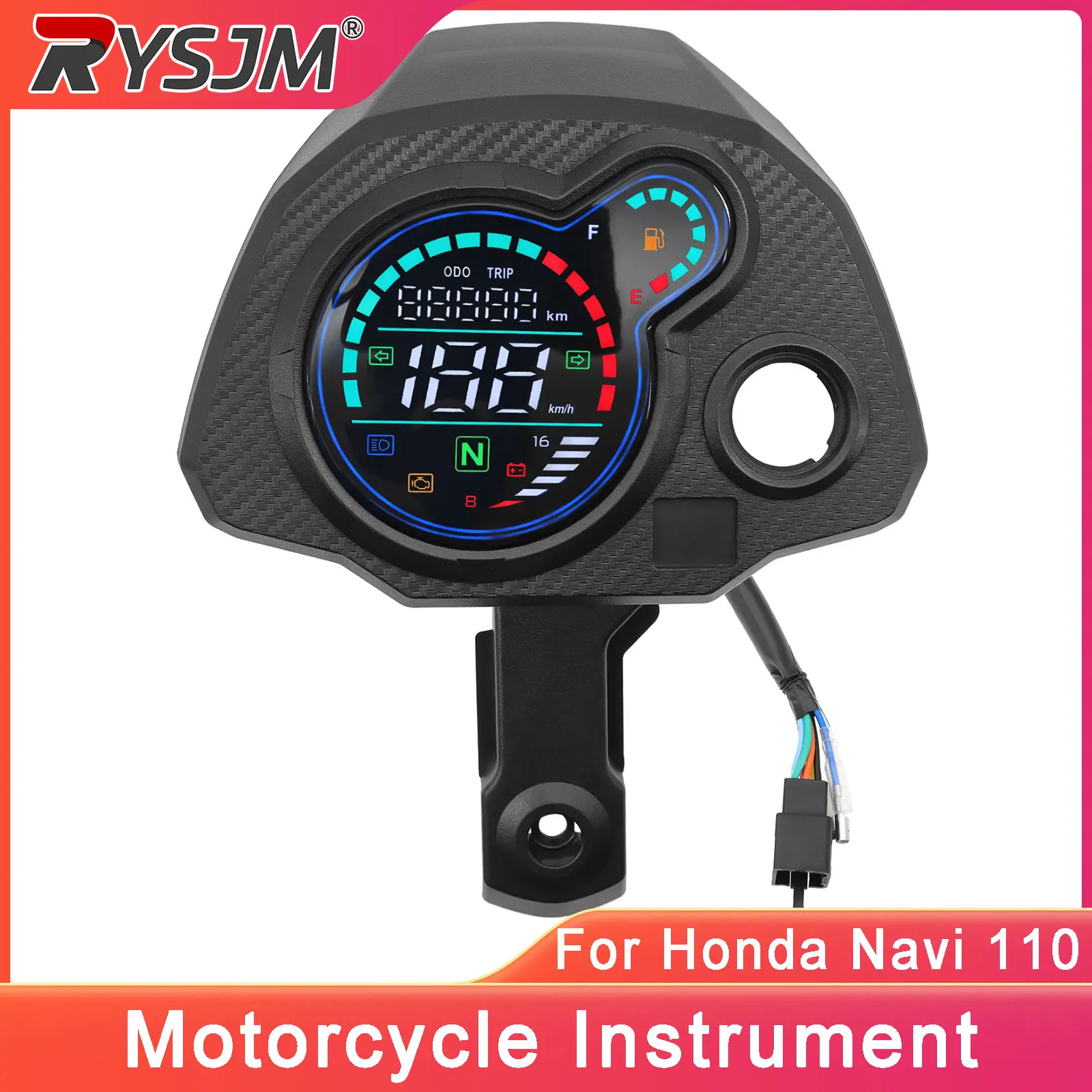    Para Motocicleta Honda Navi 110: Novo Painel Digital LCD com Velocímetro, Tacômetro, Indicador de Nível de Óleo e Luzes de Motor