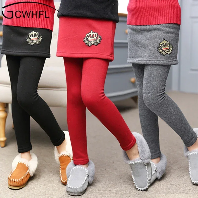 New Winter Girl Legging Skirt Pant Baby Girl Winter Warm Thickening Leggings Children Girls Bootcut For 3-12 Kids Clothes