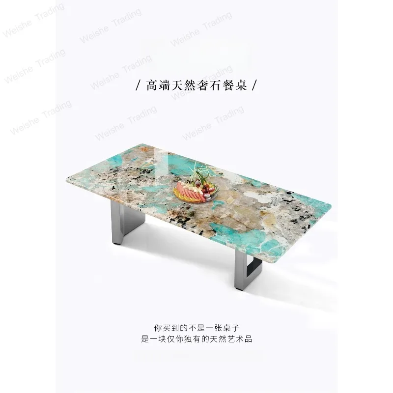 Luxury stone dining table imported natural marble rectangle